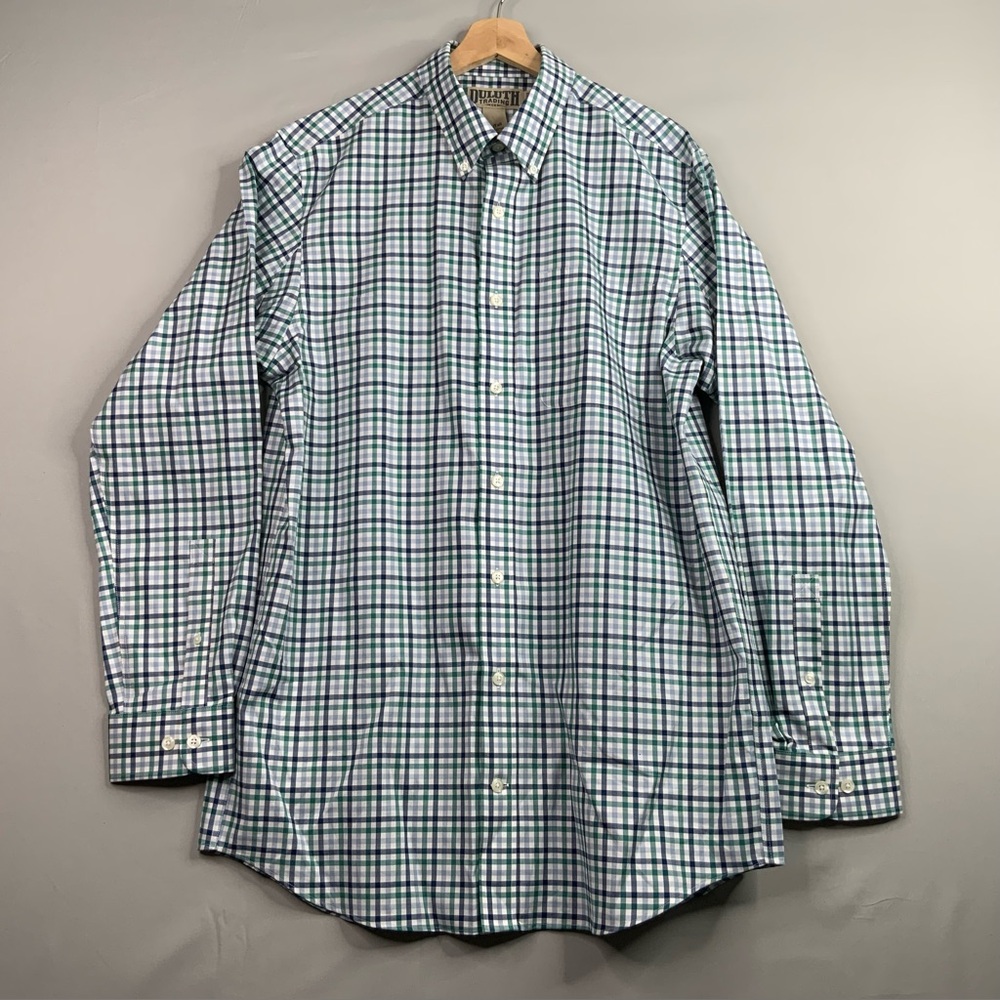 Duluth Trading Co Teal Checkered  Long/Tall Large Casual Button Down Shirt (NWT)